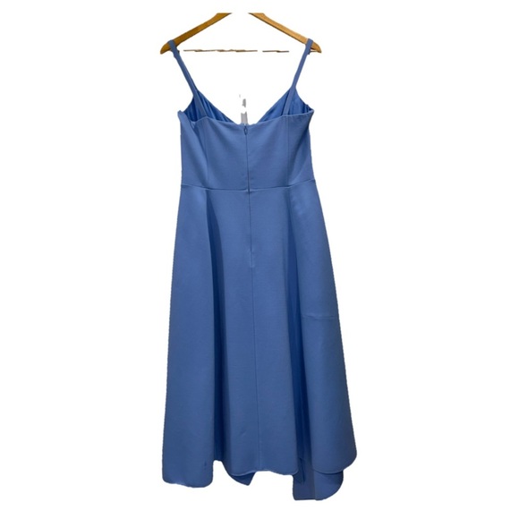 OSCAR DE LA RENTA Dress Blue Midi Wool Asymmetric Size 10 Elegant Formal NWT - Picture 5 of 13